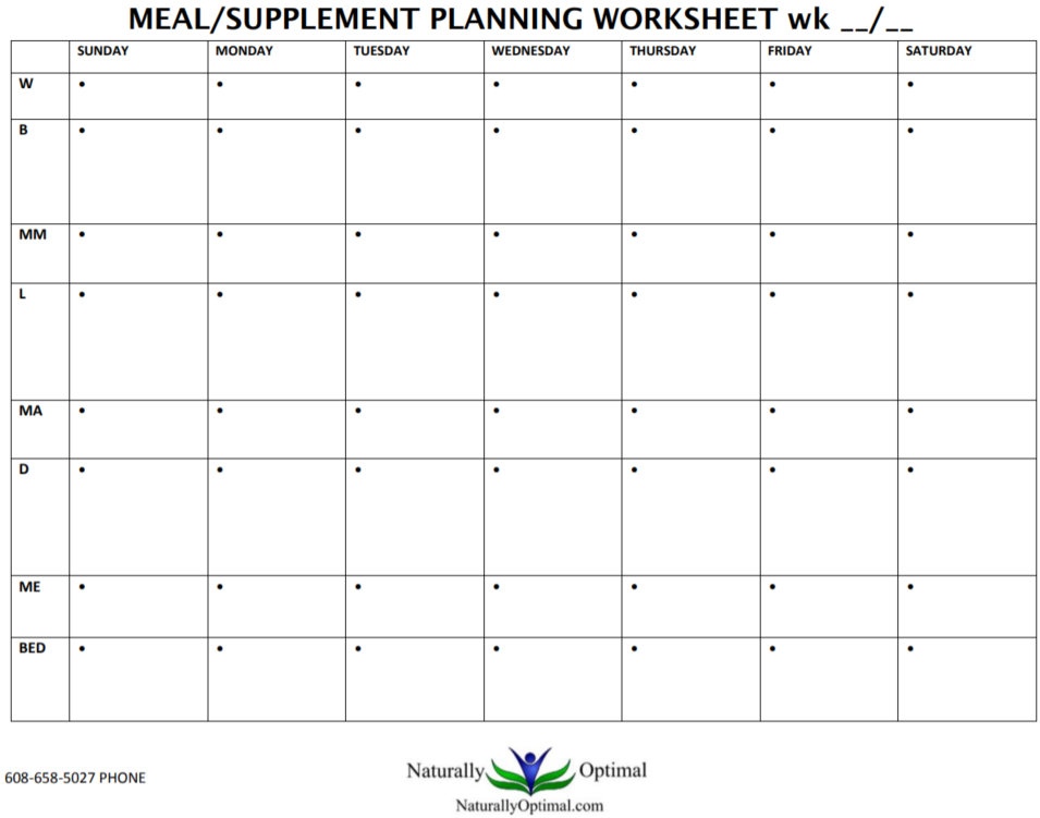 Meal Planning Supplement Worksheet